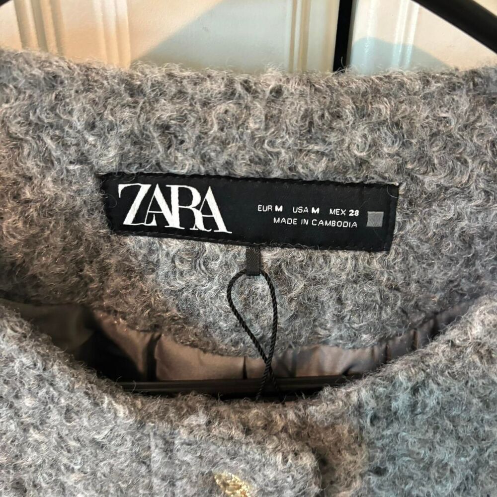 zara grey cropped jacket size m EUC - Picture 2 of 3